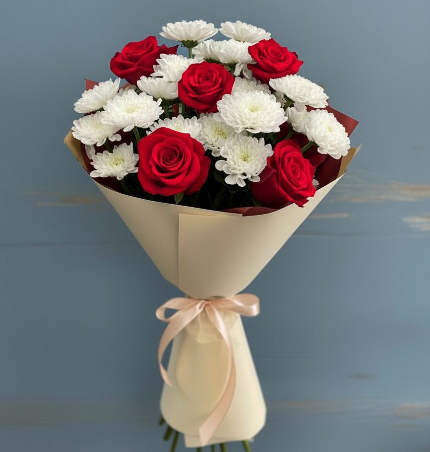 Букет цветов из: Розы и Хризантемы в Лозовом