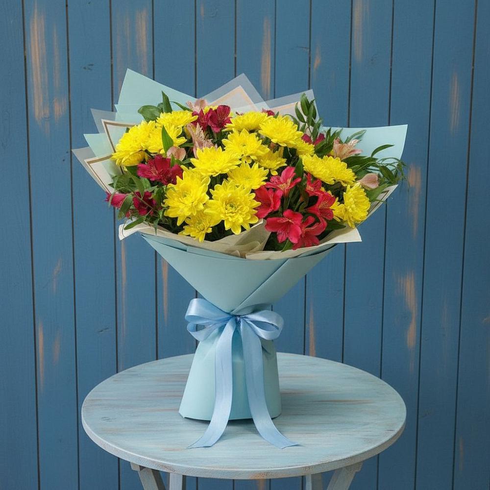 Букет цветов из: Альстромерии и Хризантемы в Лозовом