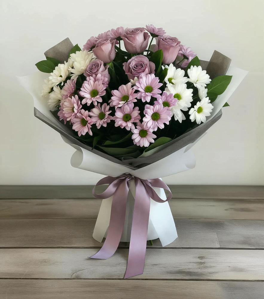 Букет цветов из: Хризантемы и Розы в Лозовом