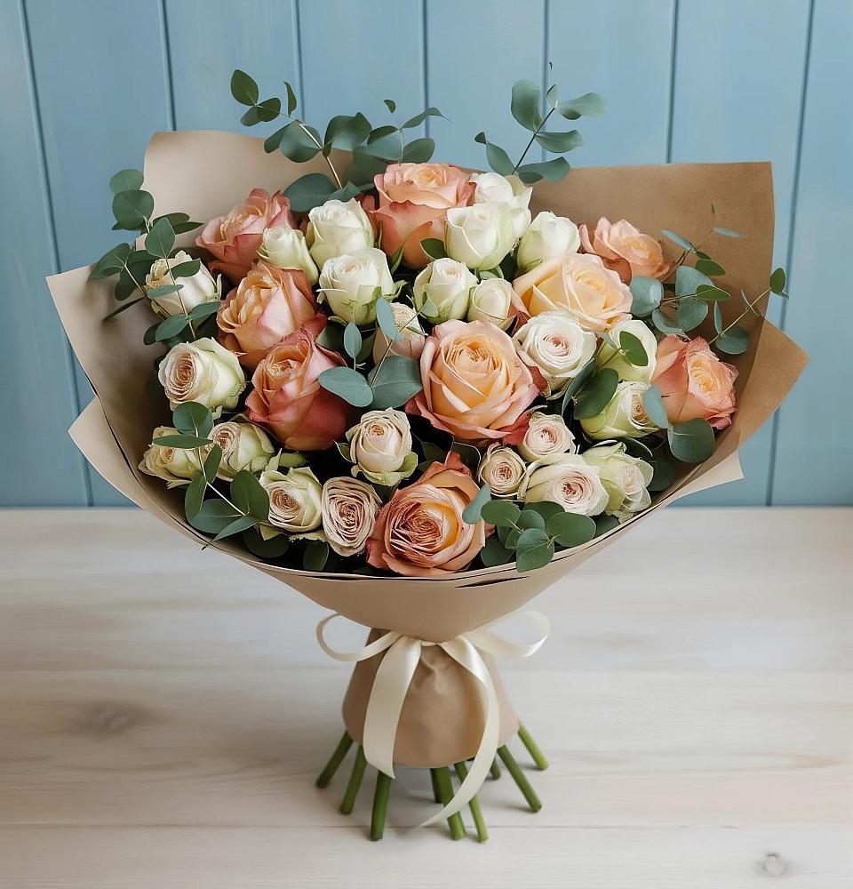 Букет цветов из: Альстромерии и Розы в Лозовом