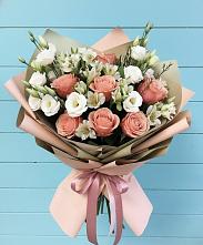 Букет цветов из:  Розы, Альстромерии и Лизиантусы в Лозовом