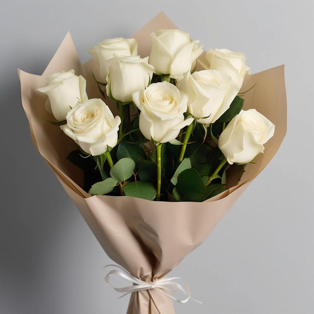 Букет 9 Белых роз Эдлесс Лав в Лозовом