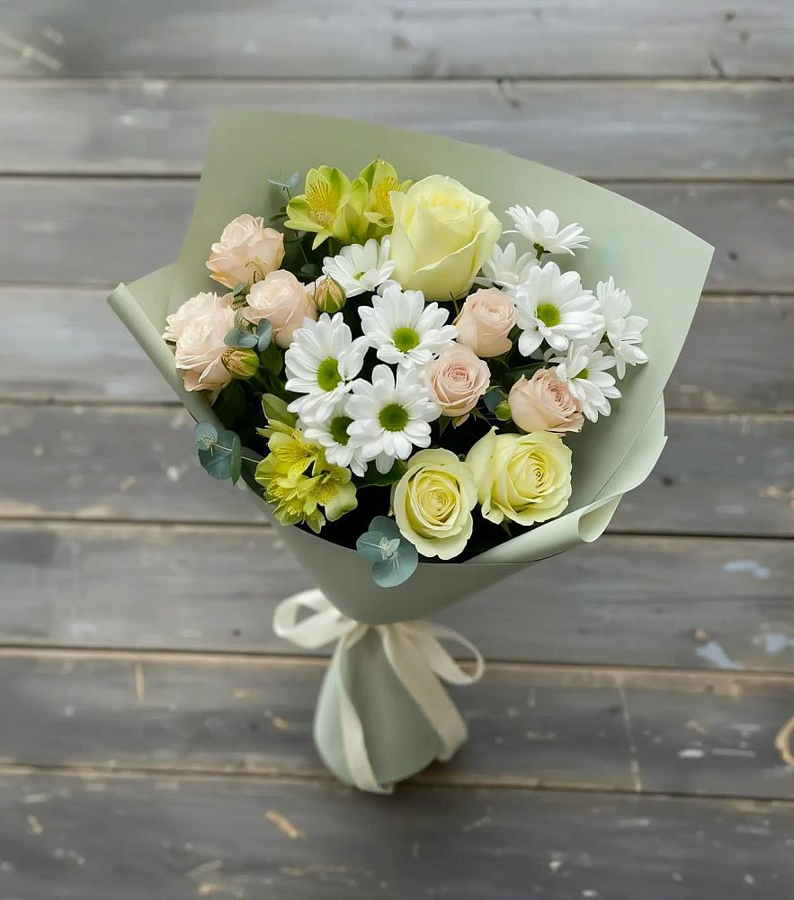 Букет цветов из: Альстромерии, Розы и Хризантемы в Лозовом