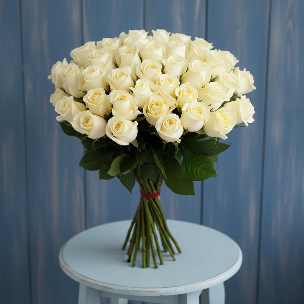 Букет 51 Белая роза Эдлесс Лав в Лозовом