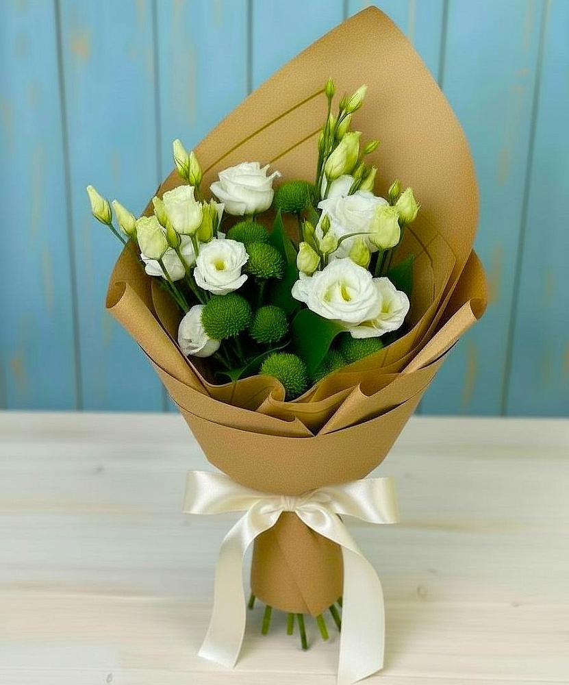 Букет цветов из: Хризантемы и Лизиантусы в Лозовом