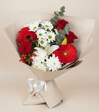Букет цветов из:  Розы, Хризантемы, Герберы и Лилии в Лозовом