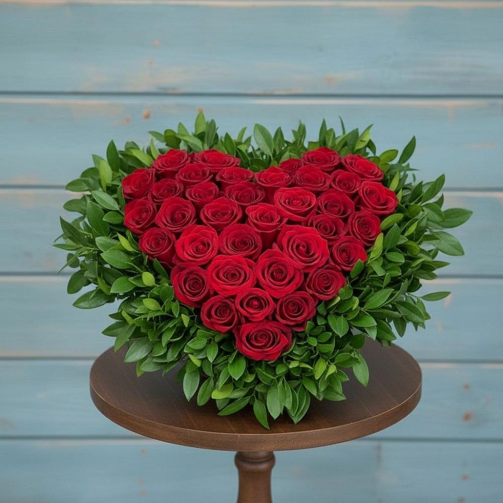 Цветочная композиция из Розы в виде сердца в Лозовом