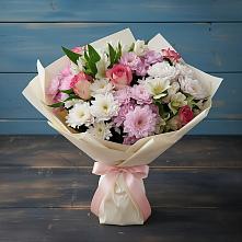 Букет цветов из:  Хризантемы, Альстромерии и Розы в Лозовом