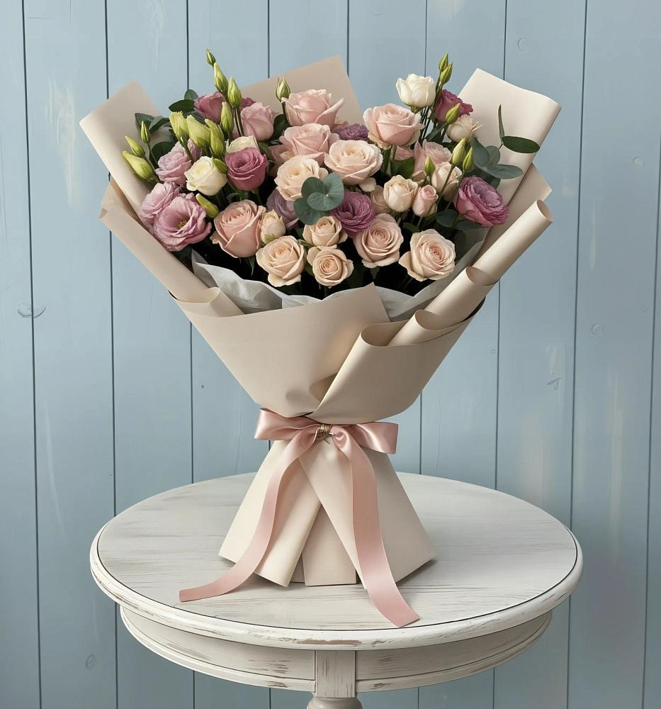 Букет цветов из: Розы и Лизиантусы в Лозовом