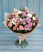 Букет цветов из:  Хризантемы, Розы и Альстромерии #REPLACE_PRED# Лозовом