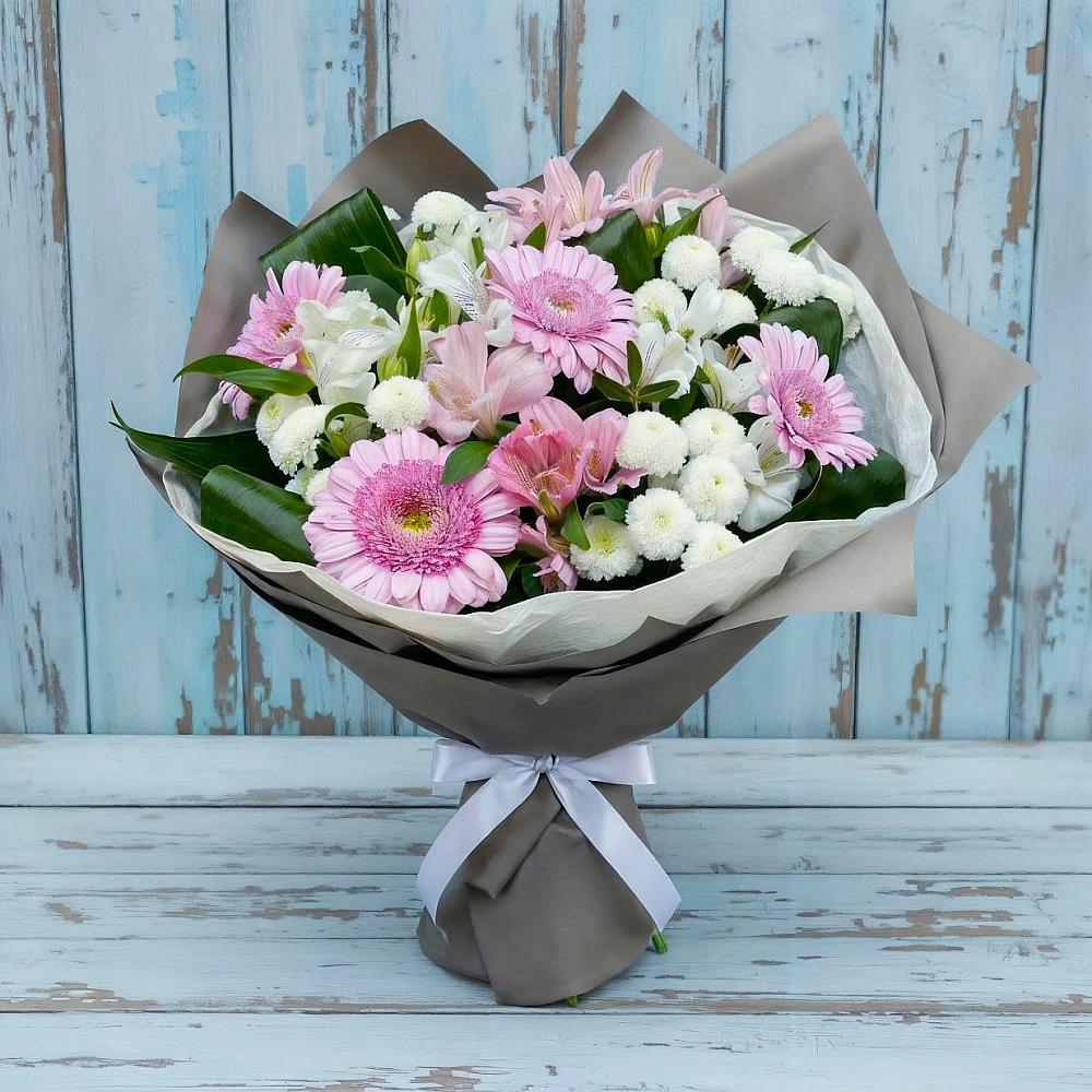 Букет цветов из: Герберы, Альстромерии и Хризантемы в Лозовом